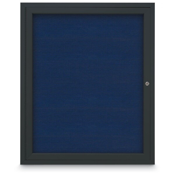 60"x36" 2-Door Enclosed Outdoor Letterboard, Hdr, Blue Felt/Black